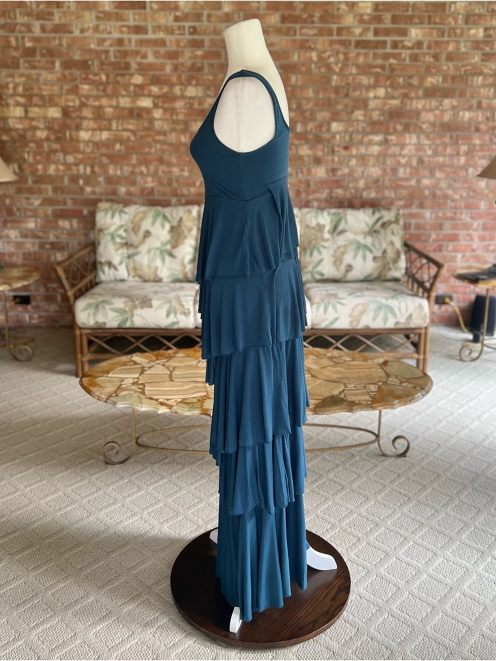 Soft Surroundings Dominique Maxi Dress Blue Layered Tiered Knit Sleeveless XS - Picture 6 of 14
